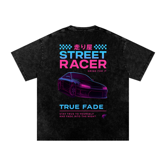 "Midnight Grind" Black Acid Wash Oversize T-Shirt