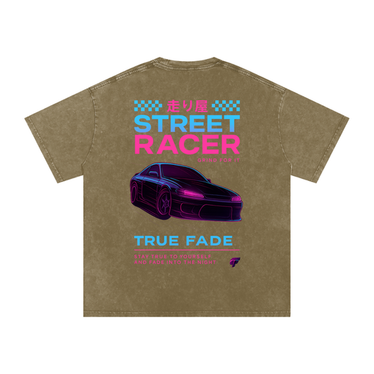 "Midnight Grind" Gray Green Acid Wash Oversize T-Shirt