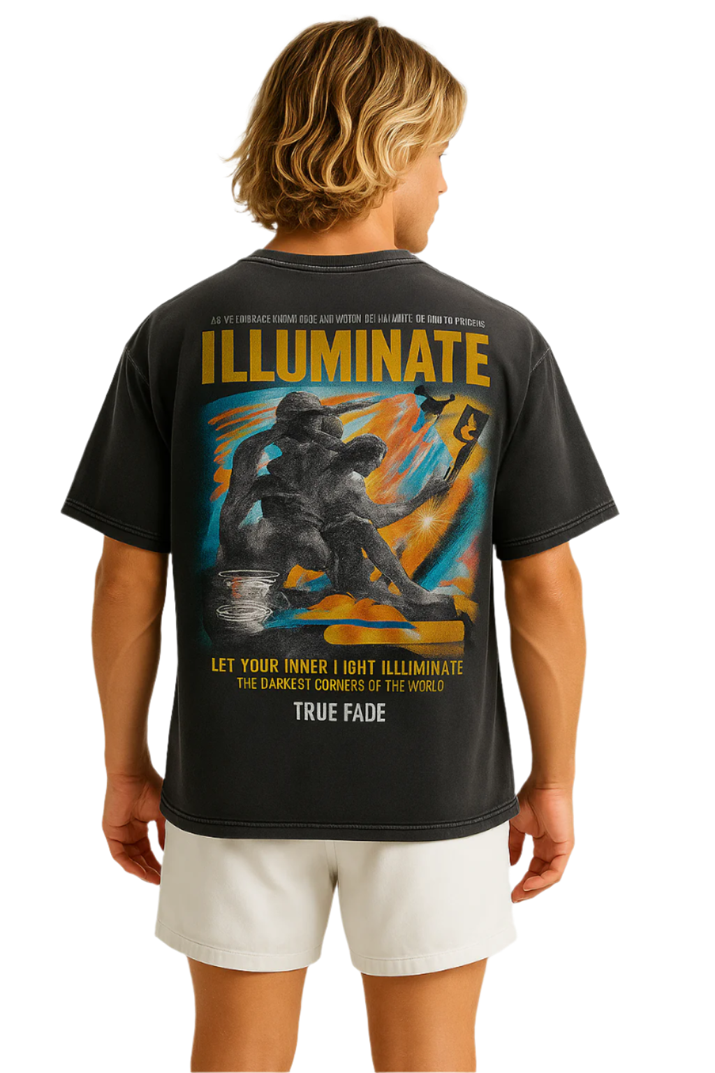 "Illuminate" Black Acid Wash Oversize T-Shirt