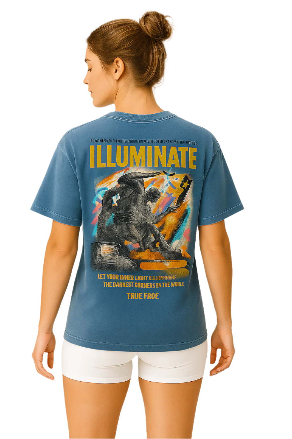 "Illuminate" Blue Jeans Acid Wash Oversize T-Shirt