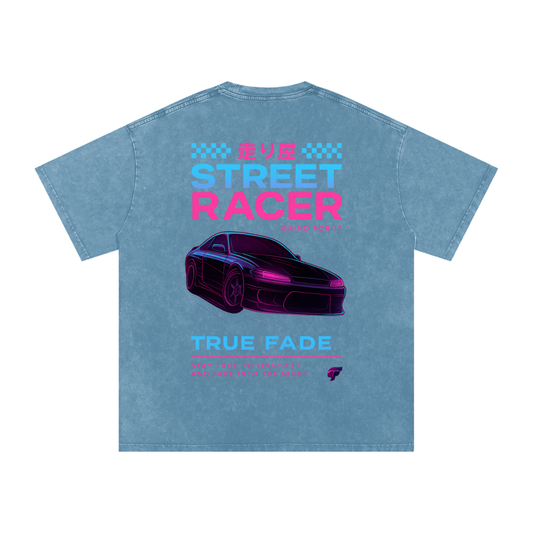 "Midnight Grind" Blue Jeans Acid Wash Oversize T-Shirt