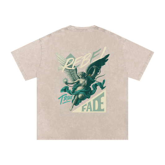 "Rebel Angel" Apricot Acid Wash Oversize T-Shirt