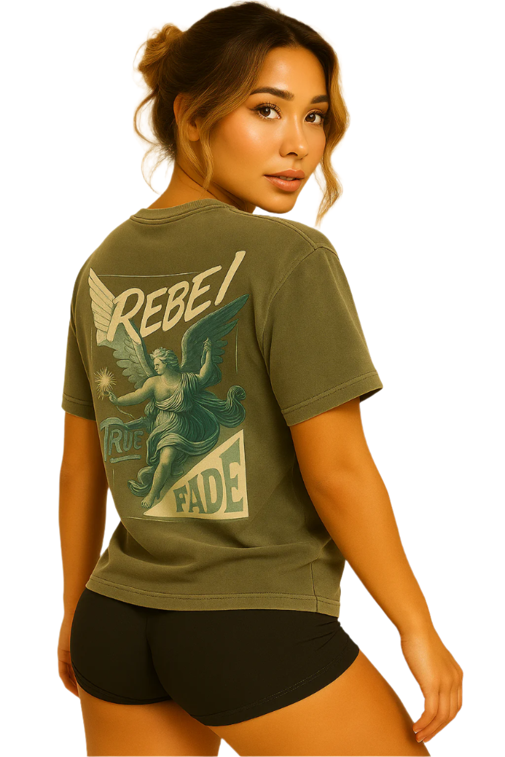"Rebel Angel" Gray Green Acid Wash Oversize T-Shirt