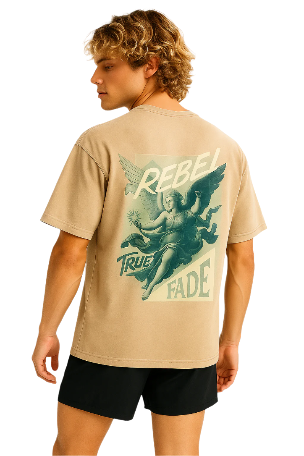 "Rebel Angel" Apricot Acid Wash Oversize T-Shirt