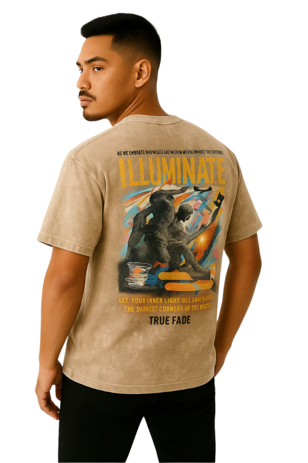 "Illuminate" Apricot Acid Wash Oversize T-Shirt