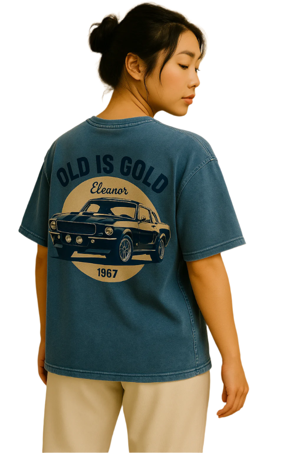 "67 Classic" Blue Jean Acid Wash Oversize T-Shirt