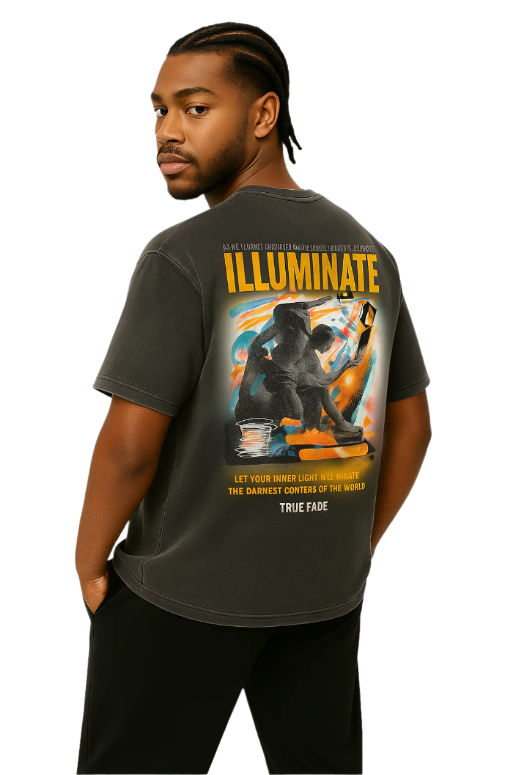 "Illuminate" Pirate Gray Acid Wash Oversize T-Shirt