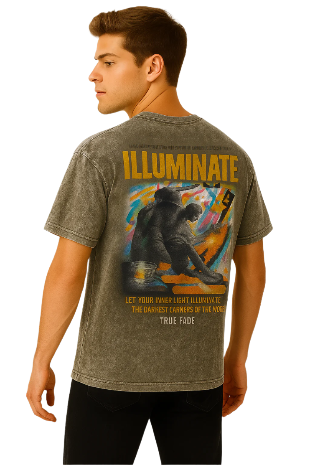 "Illuminate" Gray Green Acid Wash Oversize T-Shirt