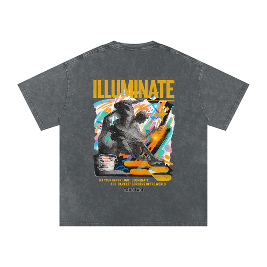 "Illuminate" Pirate Gray Acid Wash Oversize T-Shirt